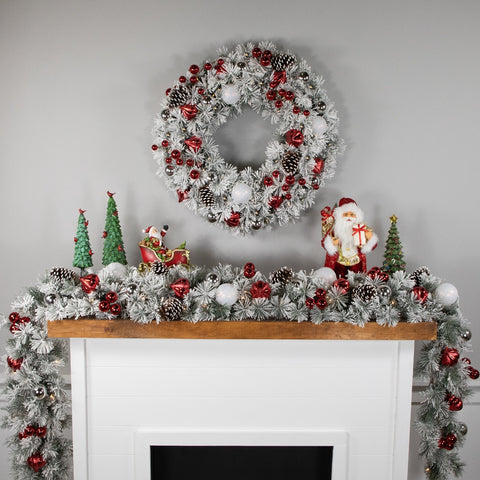 9' X 12' Pre-Lit Snowy Bristle Pine Artificial Christmas Garland  Clear Lights