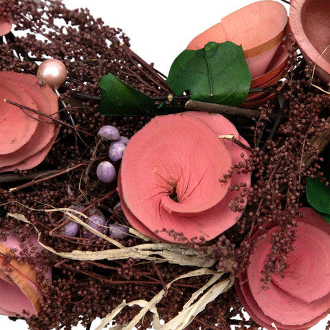 12" Pink Floral  Berry and Twig Artificial Spring Wreath