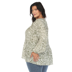 Plus Size Printed Peasant Blouse