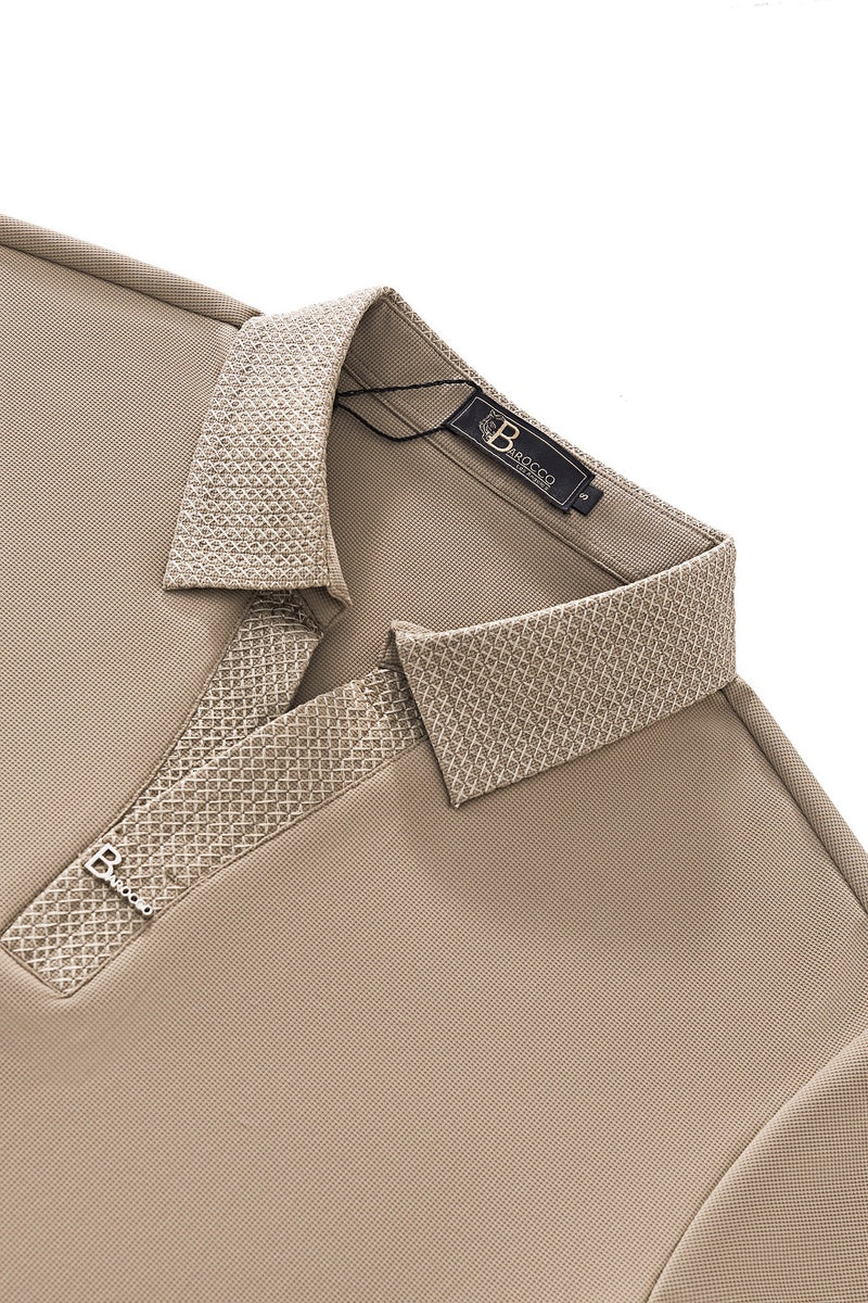  Barocco Stride Contrast Collar Polo KHAKI - KHAKI - Bonton