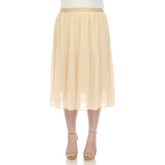 Plus Size Pleated Chiffon Midi Skirt