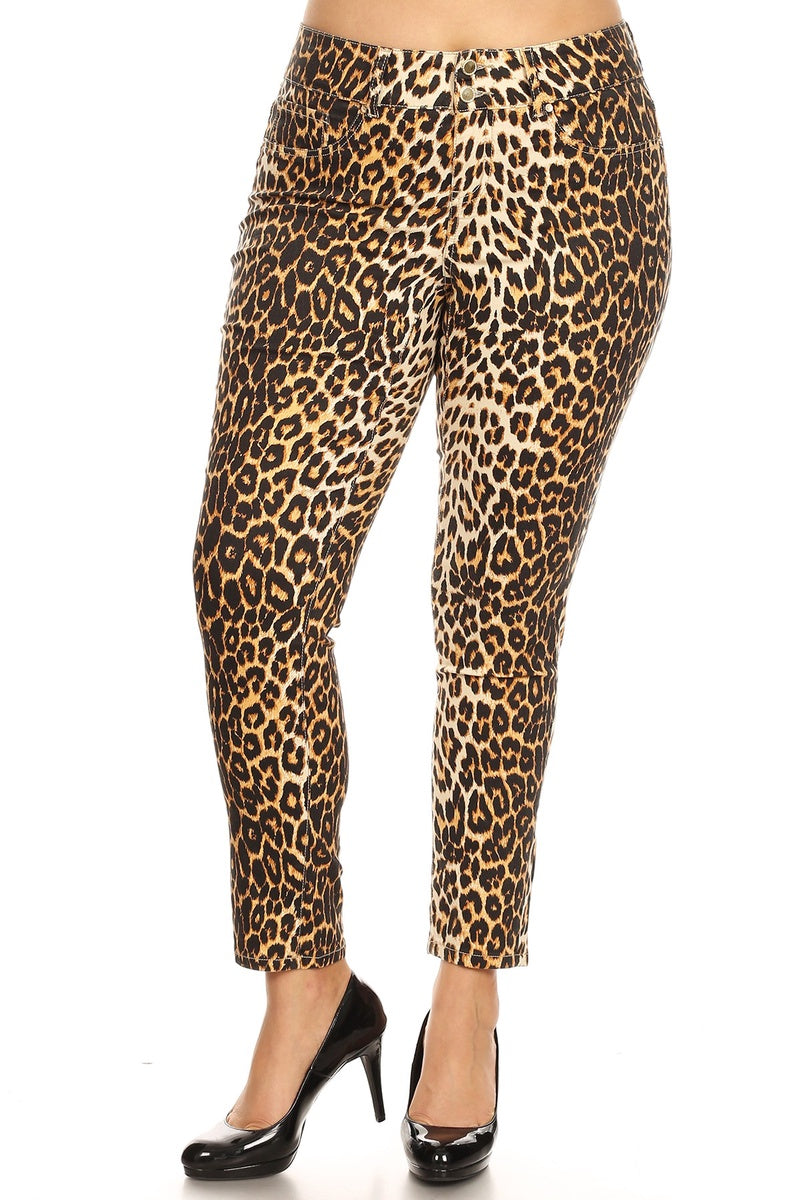  White Mark Plus Size Printed Cheetah Pants - 16 - Bonton