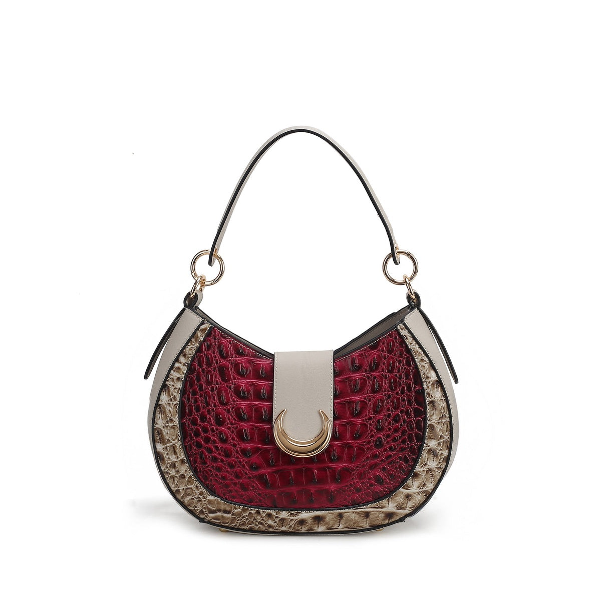  MKF Collection Jain Croc-Embossed Shoulder Bag - Croco Cognac - Bonton