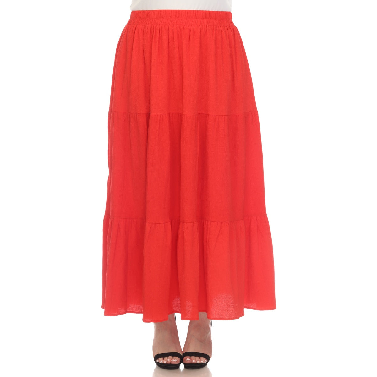  White Mark Plus Size Pleated Tiered Maxi Skirt - 1X - Bonton