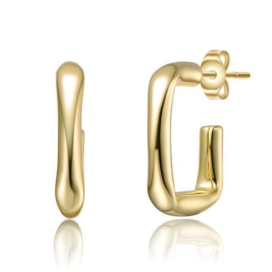 14k Yellow Gold Plated G-Shaped Hoop Earrings