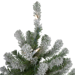 Pre-Lit Slim Flocked Alpine Artificial Christmas Trees - 5' - Clear Lights - Set of 3