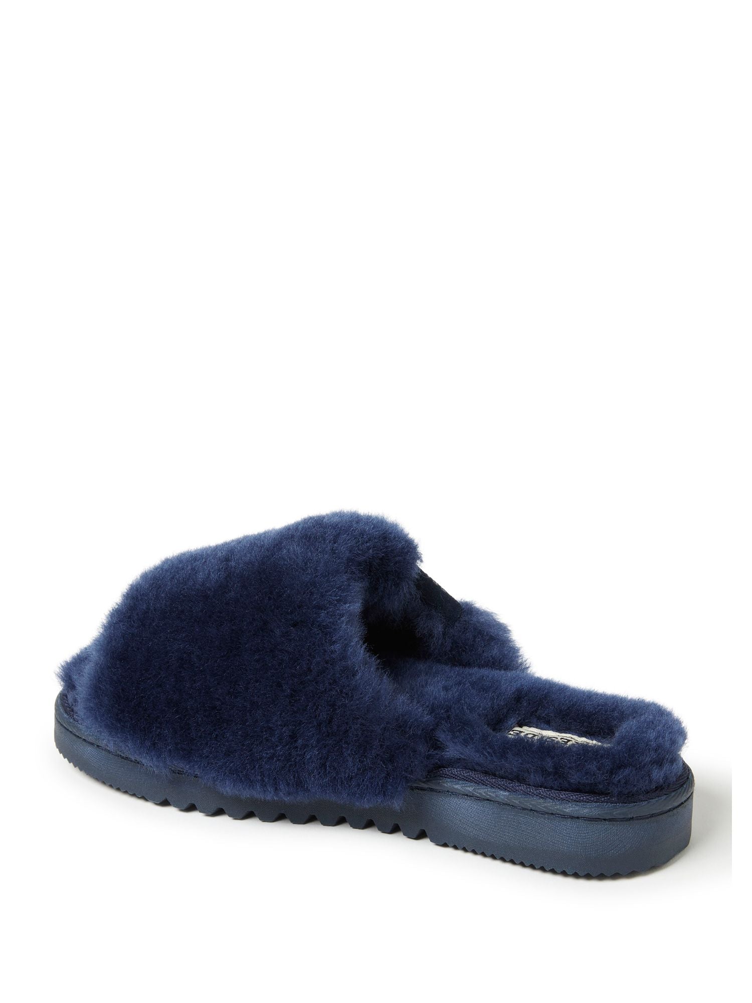  Dearfoams Fireside by Women's Cairns Shearling Easy On/Off Slide Sandal Slipper - Navy - Bonton