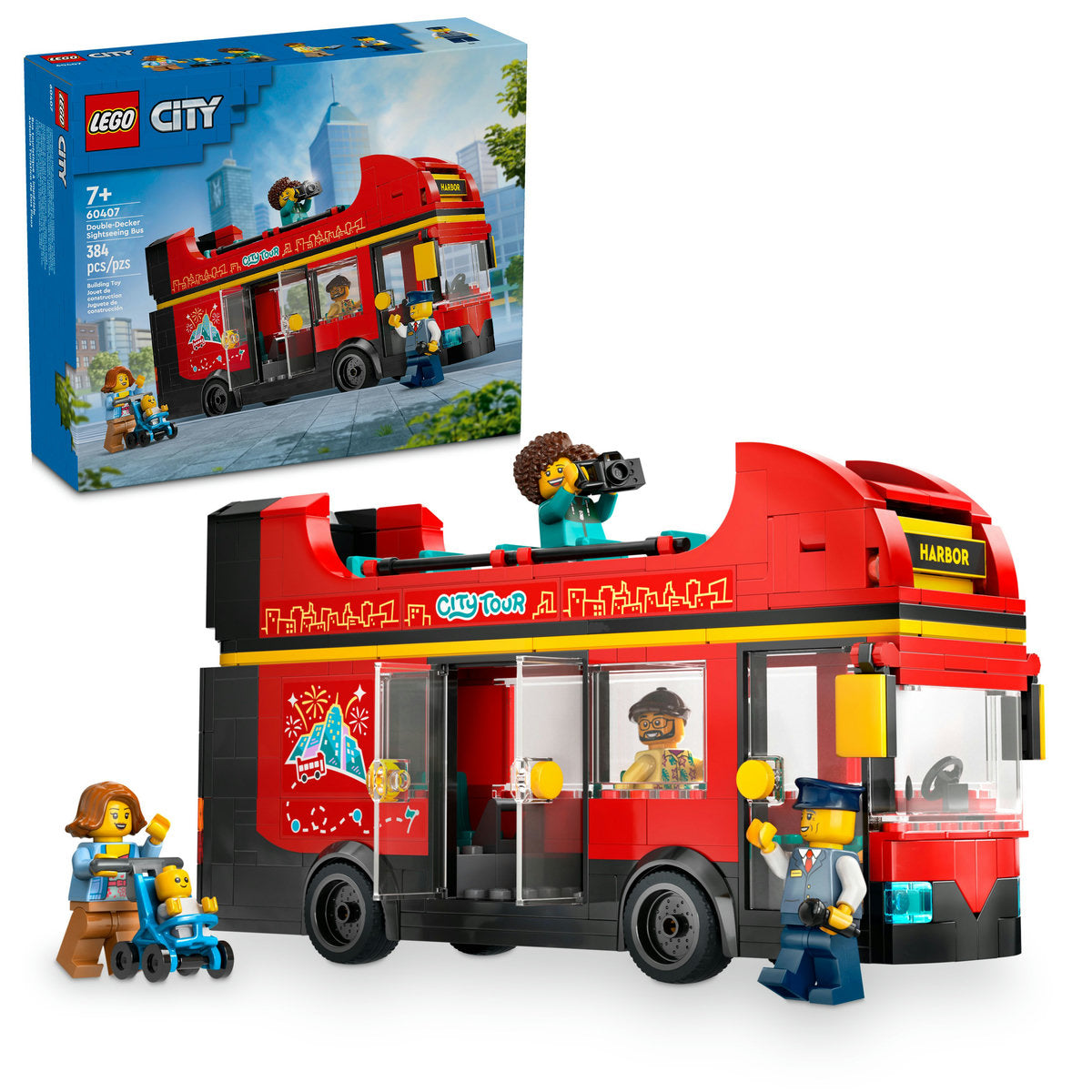  LEGO LEGO® City Red Double-Decker Sightseeing Bus Toy 60407 - LEGO City - Bonton