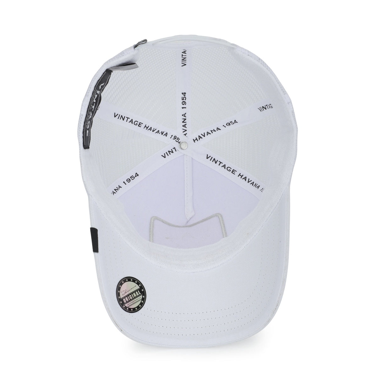  Vintage Havana Vintage Havana Trucker Hat for Women – White Mesh & Canvas Adjustable Cap With Checkered Patch & Washed Gold Star - Default Title - Bonton