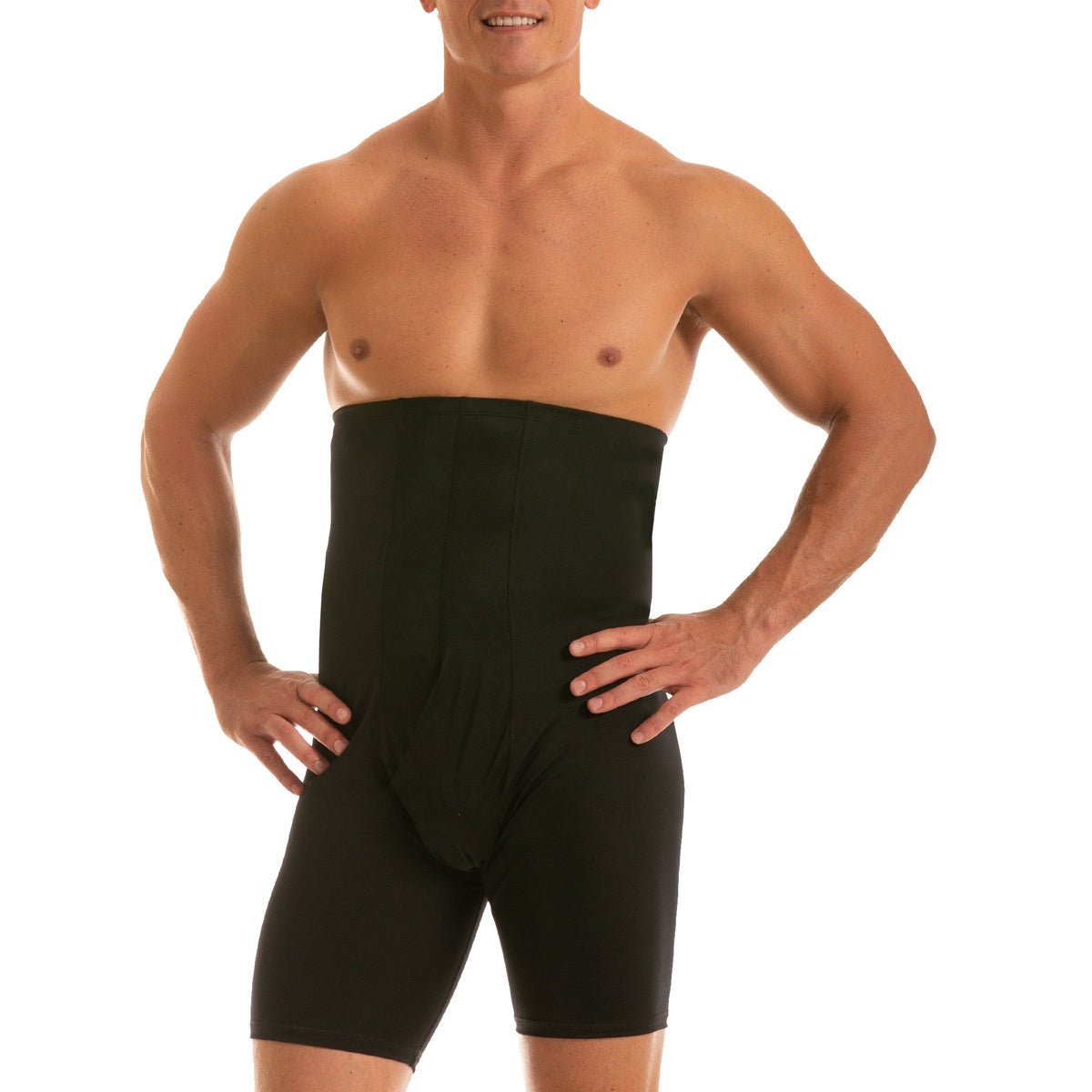  InstantFigure Insta Slim Compression Hi-Waist Undershorts Boxer Brief MS20031 - Black - Bonton