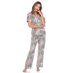 Women's Short Sleeve & Pants Tropical Pajama Set