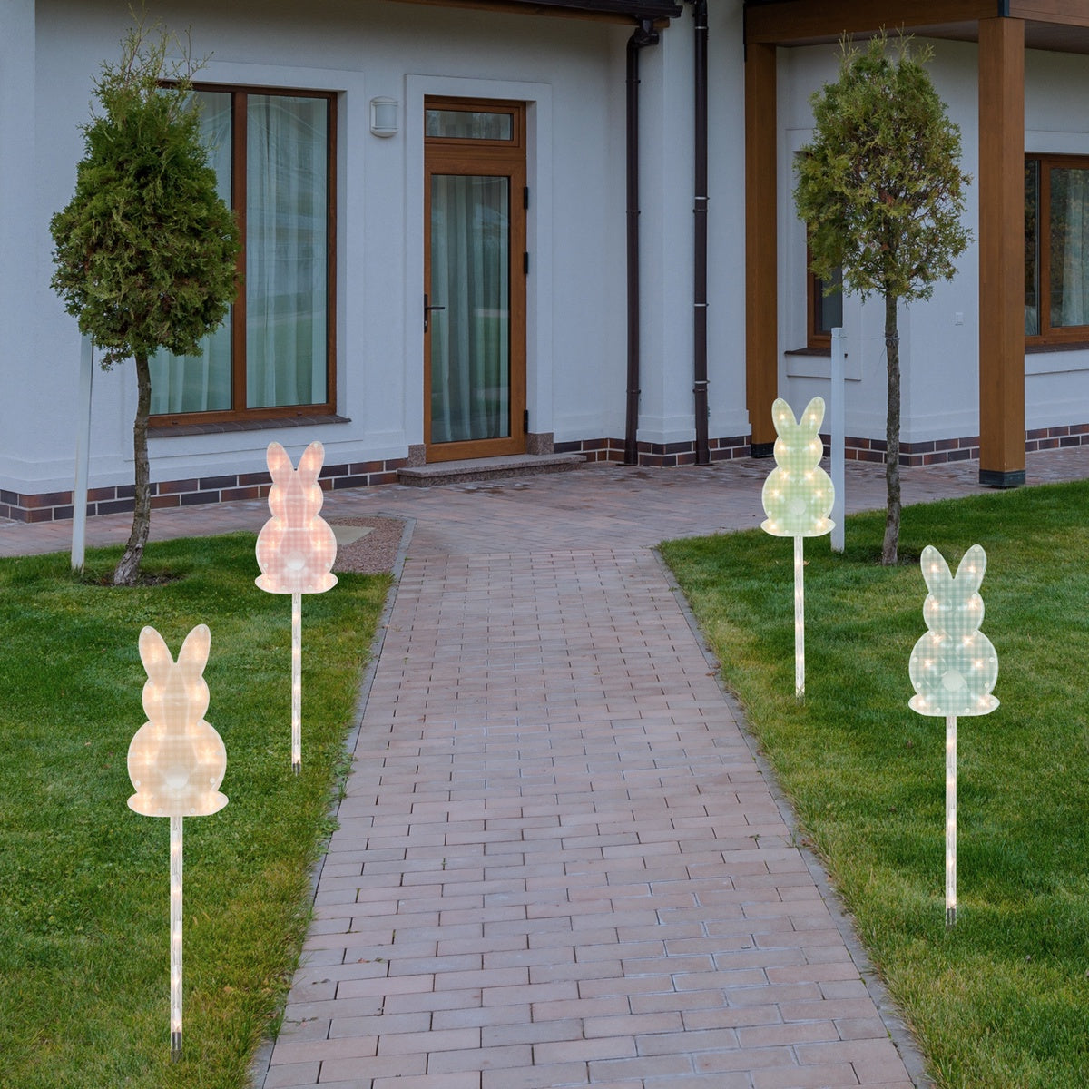  Northlight Plaid Easter Bunny Pathway Marker Lawn Stakes - 28.5