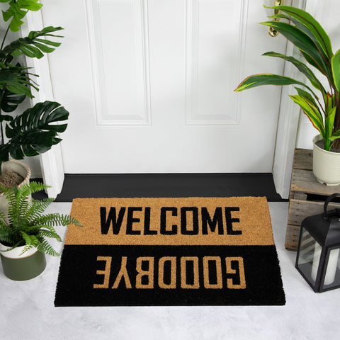 Natural Coir "Welcome Goodbye" Outdoor Doormat 18" X 30"