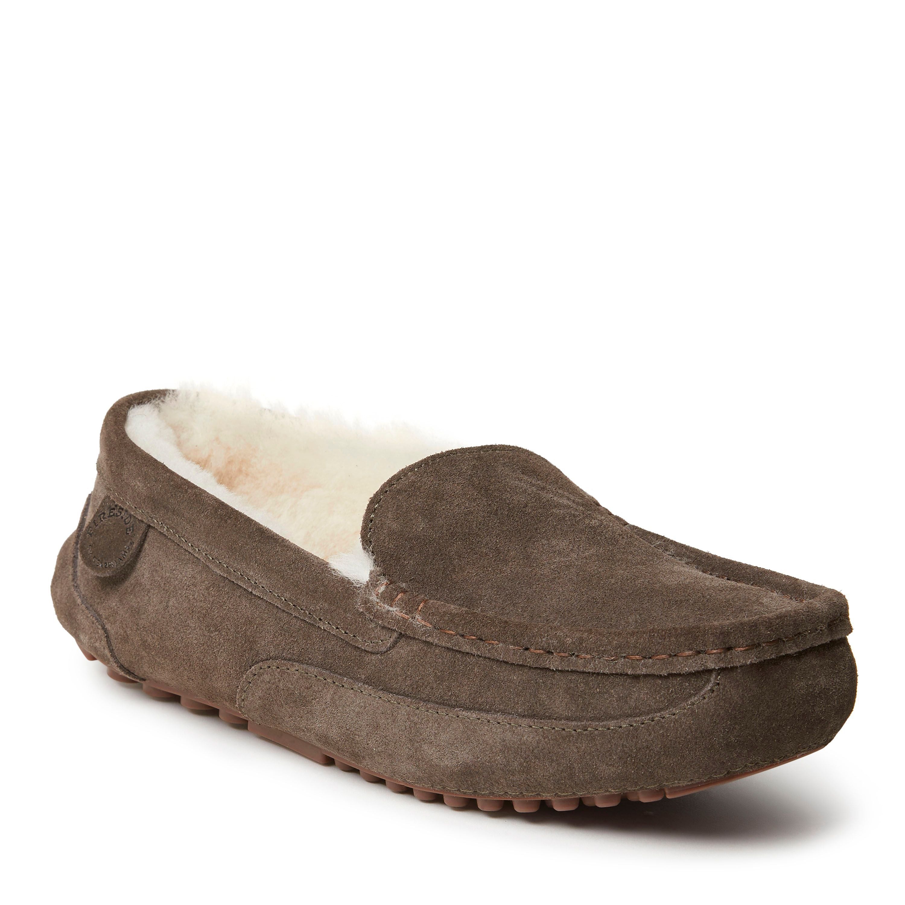  Dearfoams Fireside by Men's Melbourne Shearling Indoor/Outdoor Moccasin Slipper - Brown - Bonton