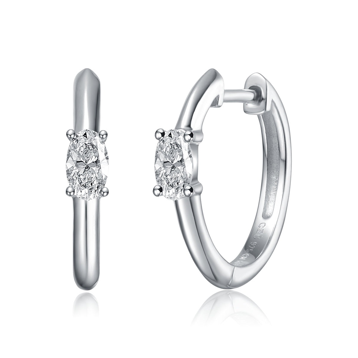  Stella Valentino Stella Vallentino Sterling Silver White Gold Plated With 0.48ct Lab Created Moissanite Huggie Hoop Earrings - Default Title - Bonton