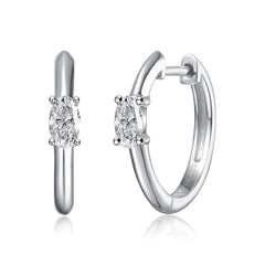 Stella Vallentino Sterling Silver White Gold Plated With 0.48ct Lab Created Moissanite Huggie Hoop Earrings