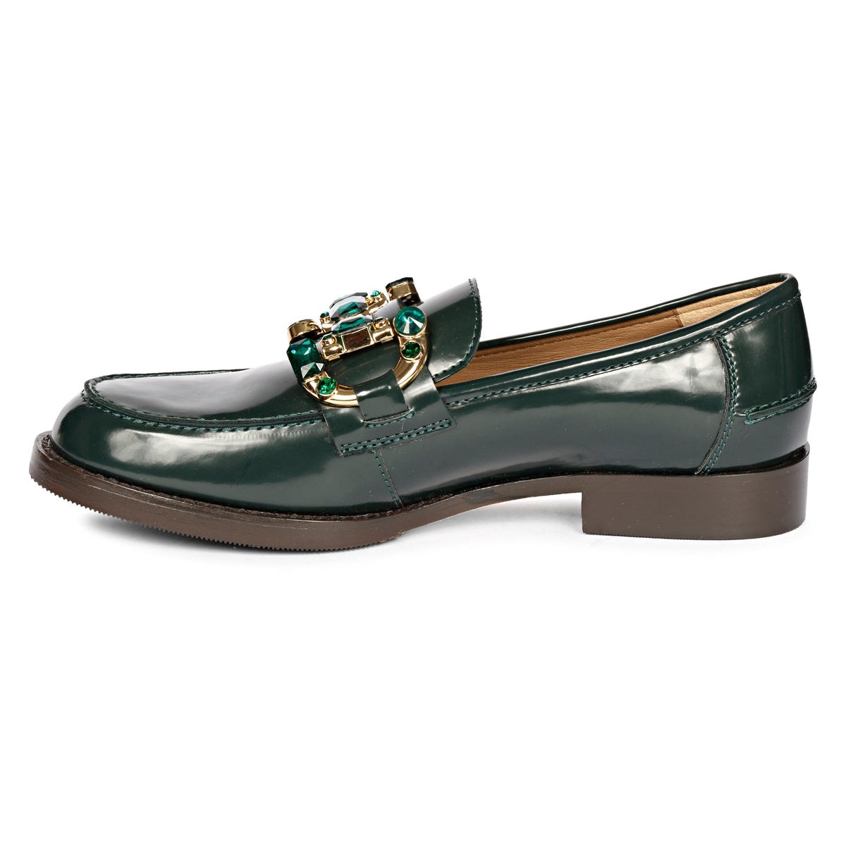  Saint G Livia Green Abrasivato Leather Loafer - GREEN - Bonton