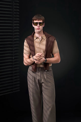 Kingsley Side-Tab Trousers BROWN