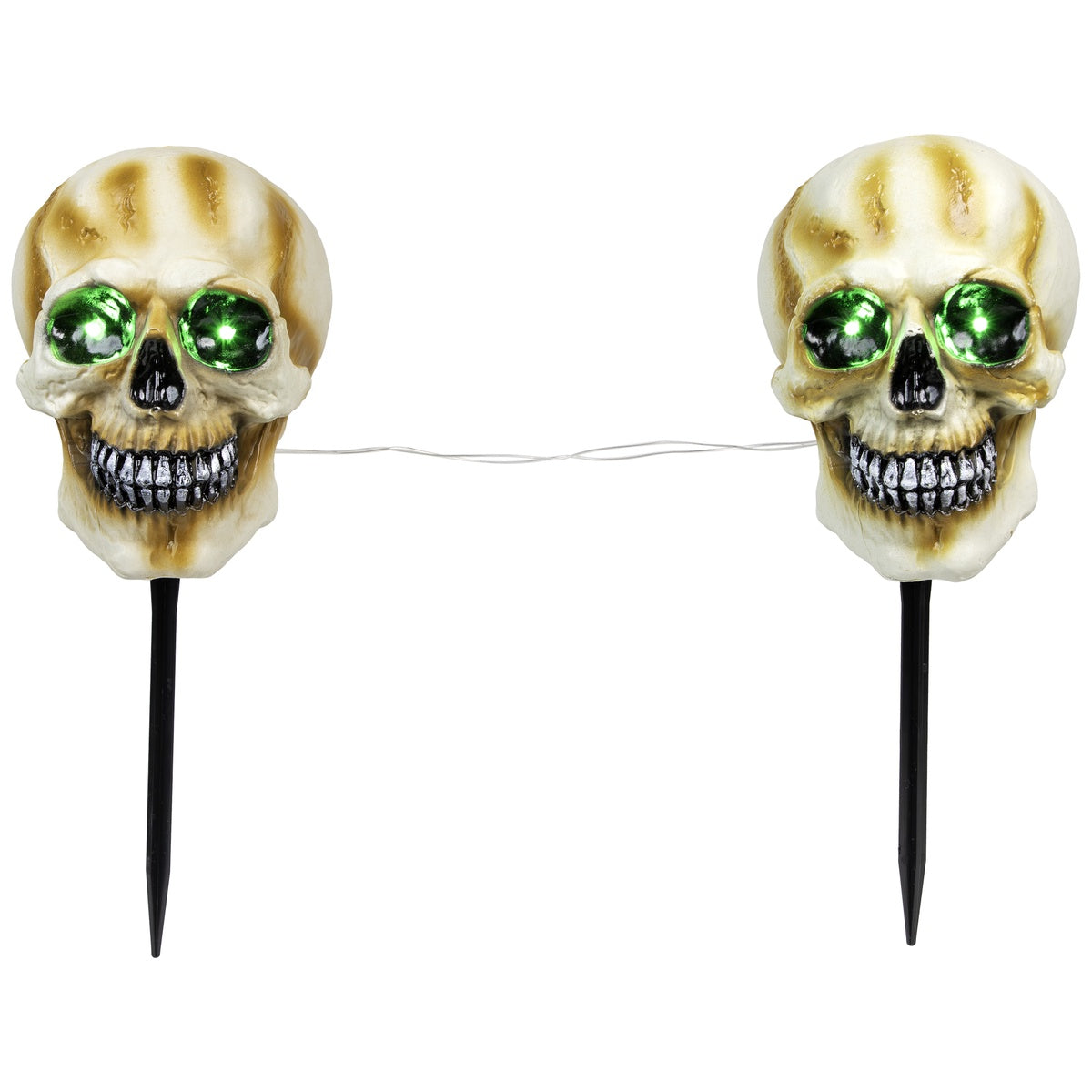  Northlight Set of 3 Lighted Skeleton Head Halloween Pathway Markers With Sound - Battery Operated - Default Title - Bonton