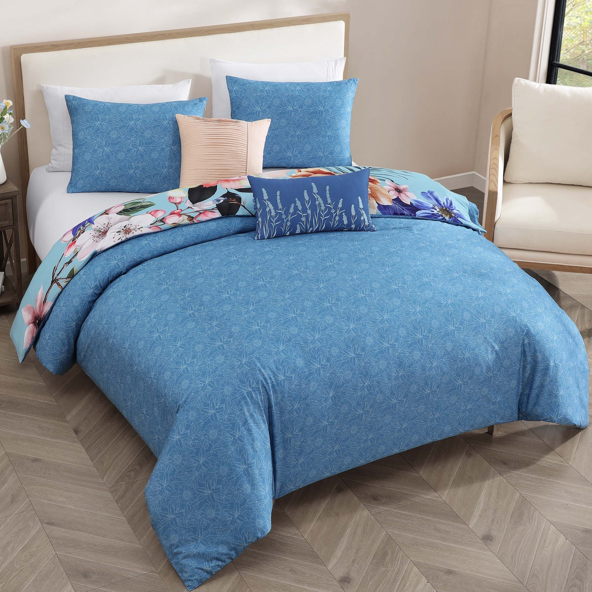  Bebejan Bebejan Turquoise Reverie 5 Piece Reversible Comforter Set - QUEEN - Bonton