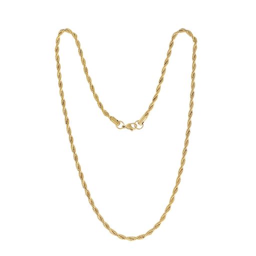  Gemesis Jewels by Edforce Twist Rope Chain 4mm Necklace - Gold - Bonton