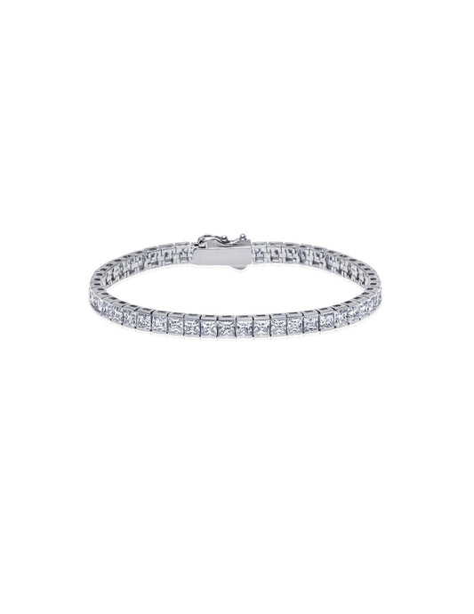 Mens Square Cut Tennis Bracelet Finished in Pure Platinum