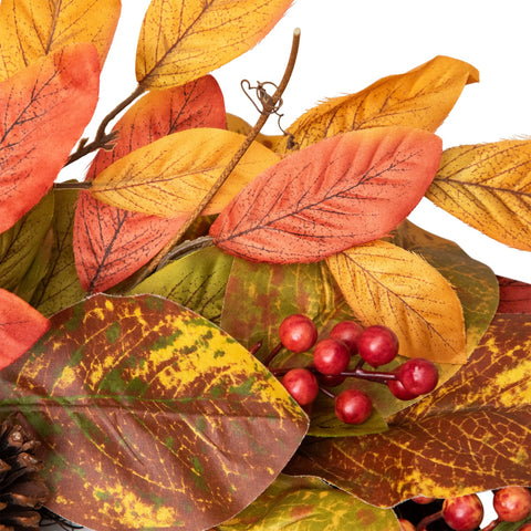 Leaves and Berries Twig Artificial Thanksgiving Wreath - 26-Inch  Unlit