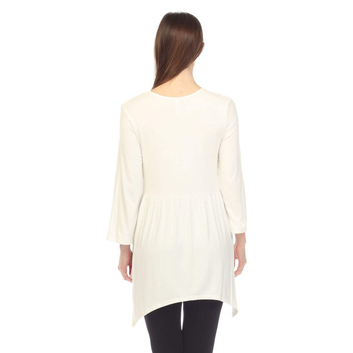  White Mark Women's Empire Waist V-Neck Tunic Top - S - Bonton