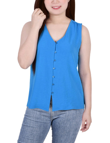 Sleeveless Button Front Blouse