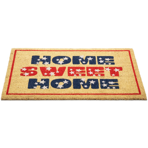 Red and Blue Americana Home Sweet Home Coir Outdoor Doormat 18" X 30"