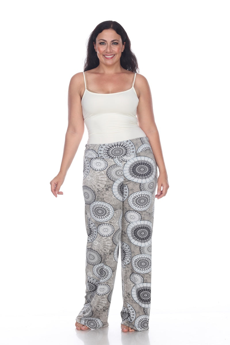  White Mark Circle Print Plus Size Palazzo Pants - 1x - Bonton