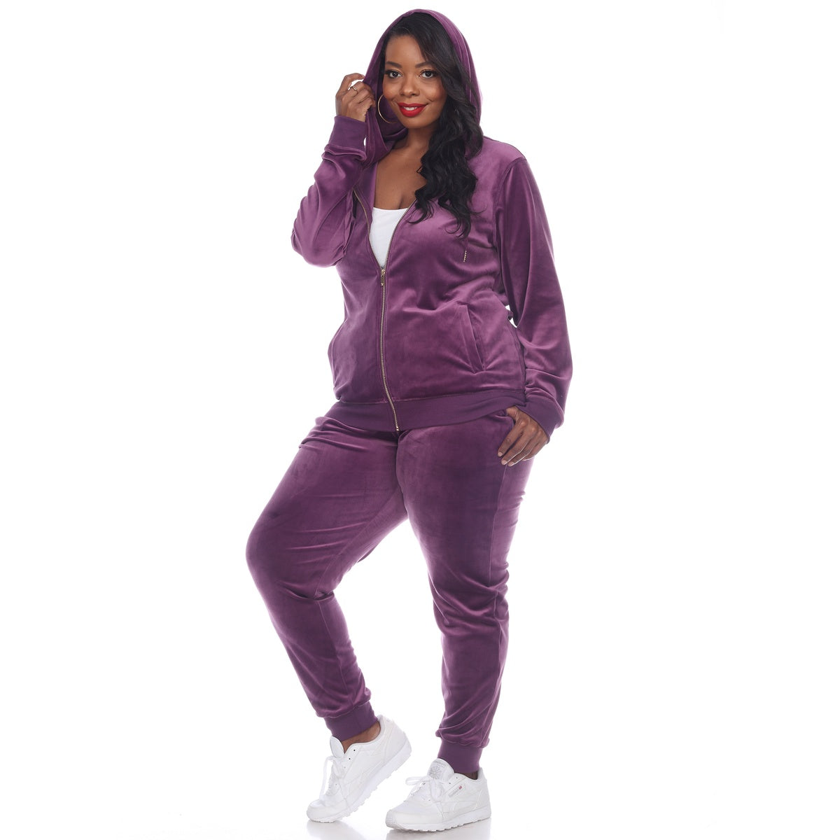  White Mark Plus Size 2 Piece Velour Tracksuit Set - 1X - Bonton