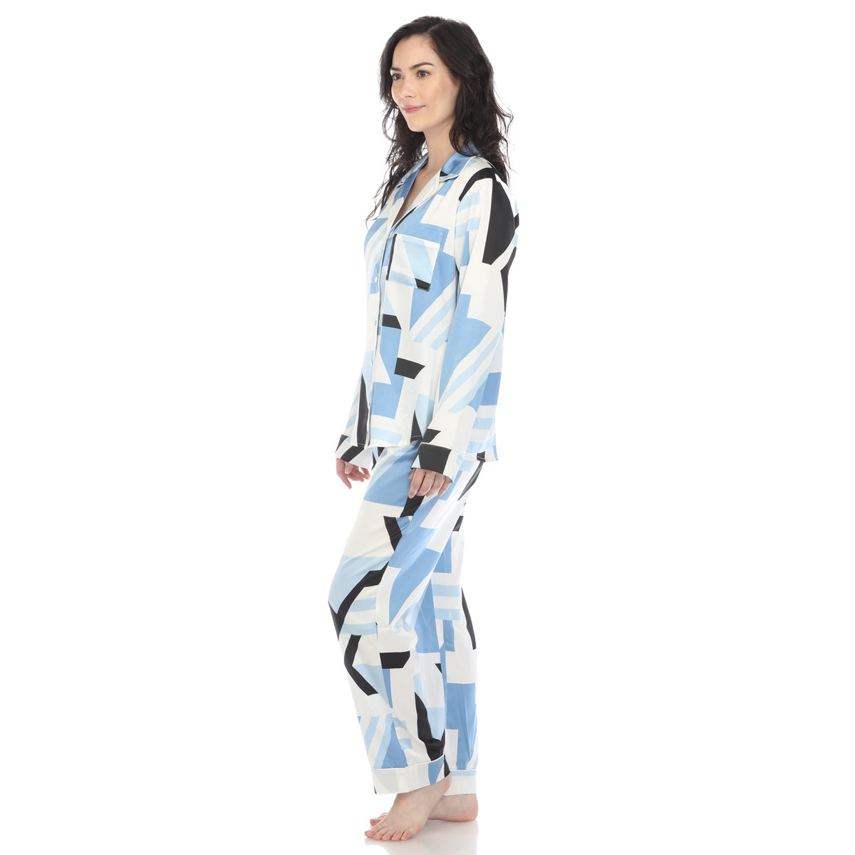  White Mark Women's Printed Satin Pajama Set - S - Bonton