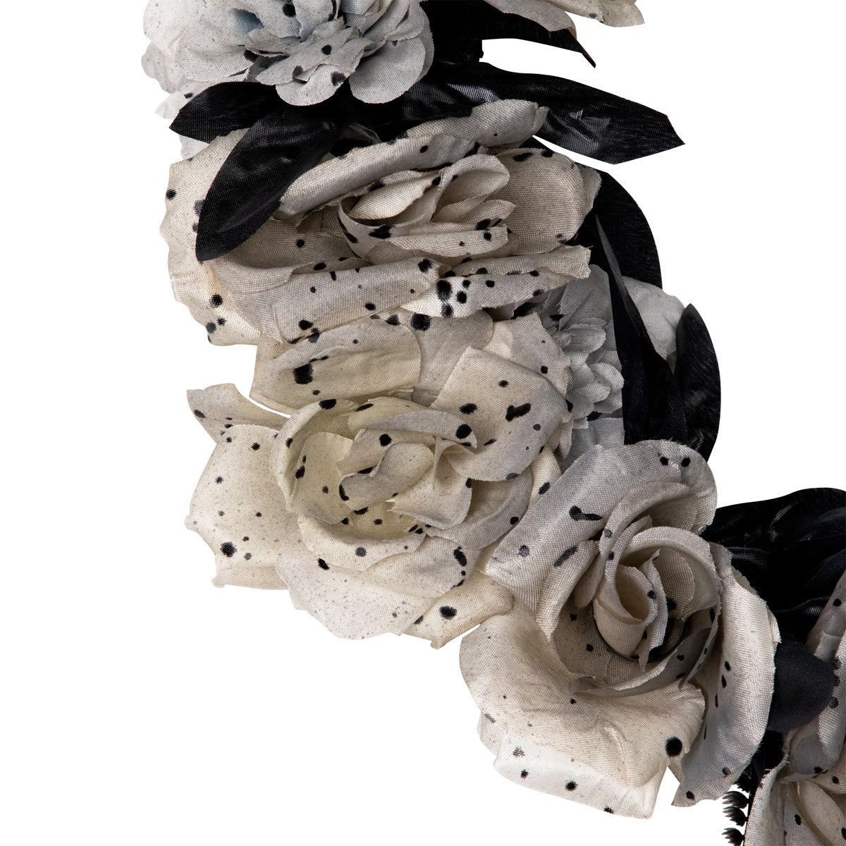  Northlight Double Skull and Gray Roses Halloween Wreath  16-Inch  Unlit - Default Title - Bonton
