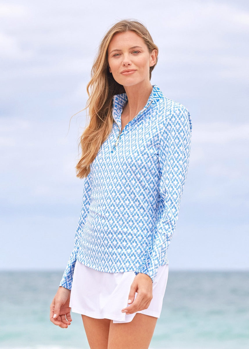  Cabana Life Seaside 1/4 Zip Sport Top - XS - Bonton