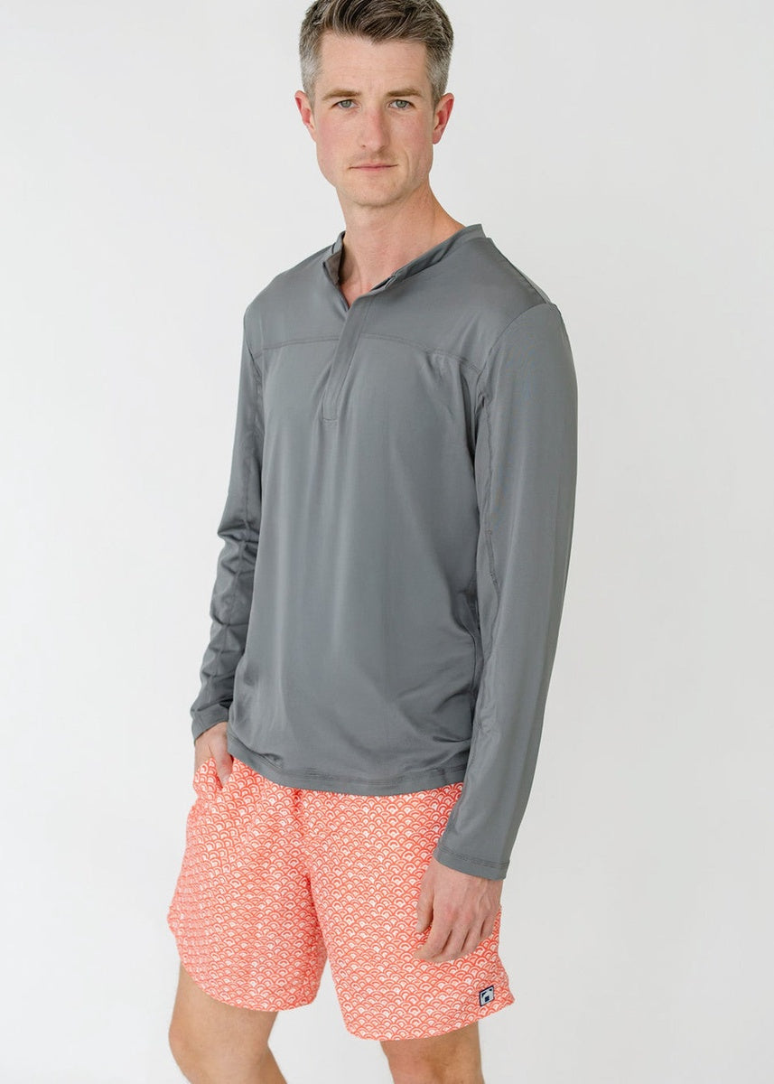  Cabana Life Men's Grey Sport Zip Top - S - Bonton