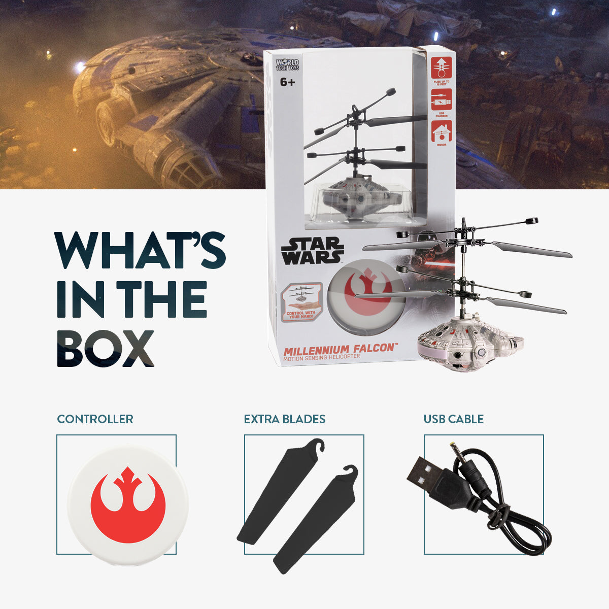  HobbyTron Star Wars Millennium Falcon Motion Sensing Helicopter - Default Title - Bonton