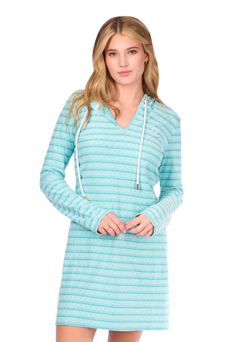  Cabana Life Aqua Hoodie Dress - XS - Bonton