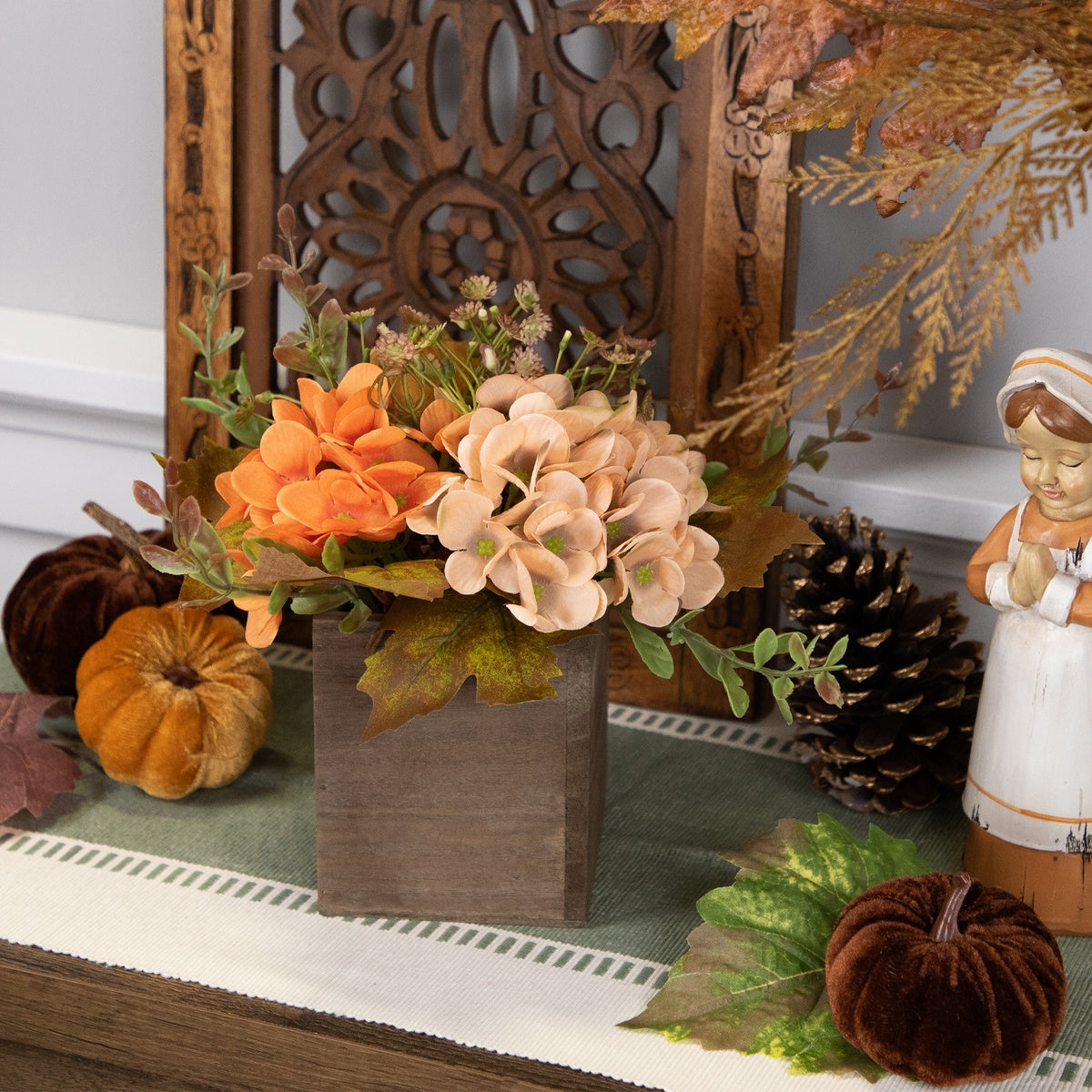  Northlight Floral and Pumpkin Wooden Box Fall Harvest Decoration - 10