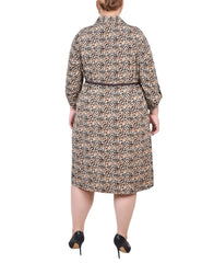 Plus Size 3/4 Roll Tab Sleeve Shirtdress