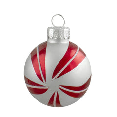 12ct Red and Silver 2-Finish Swirl Glass Christmas Ball Ornaments 1.75" (45mm)