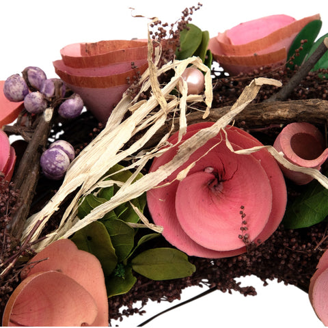 12" Pink Floral  Berry and Twig Artificial Spring Wreath
