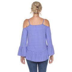 Women's Cold Shoulder Ruffle Sleeve Top