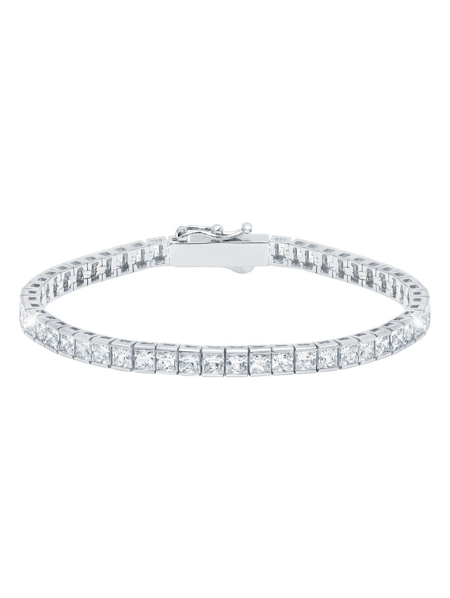  CRISLU Classic Medium Princess Tennis Bracelet Finished in Pure Platinum - XX - Bonton