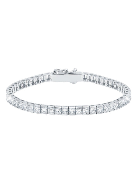 Classic Medium Princess Tennis Bracelet Finished in Pure Platinum