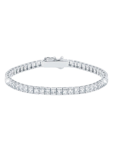 Classic Medium Princess Tennis Bracelet Finished in Pure Platinum