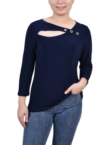 3/4 Sleeve Cutout Top