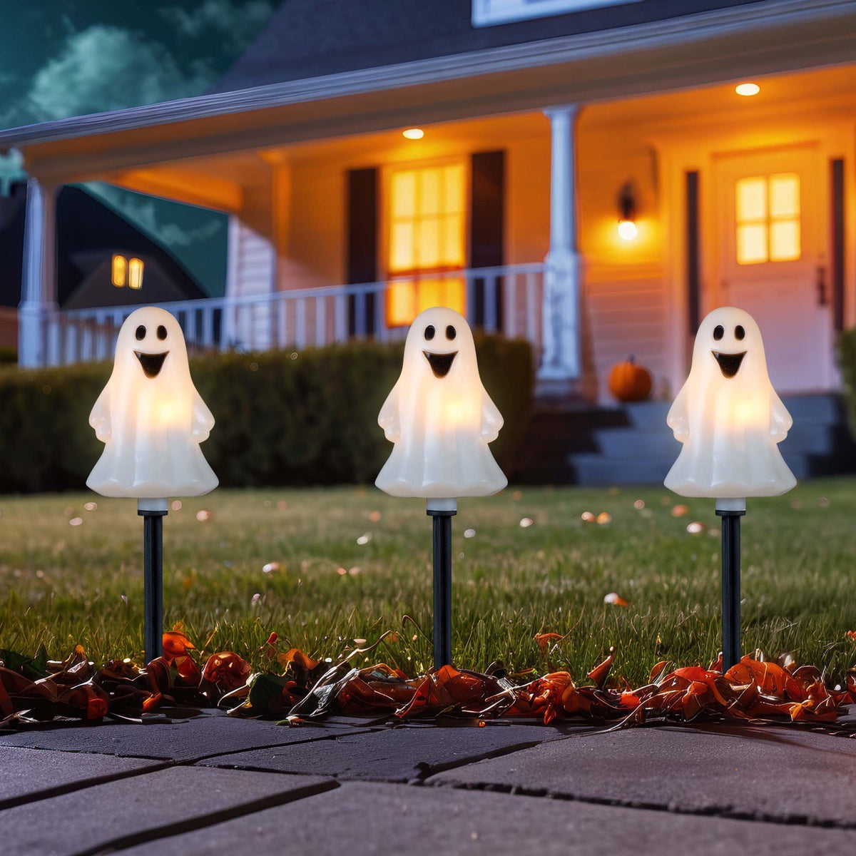 Northlight Set of 5 Ghost Shaped Halloween Pathway Markers - 3.75ft Black Wire - Default Title - Bonton