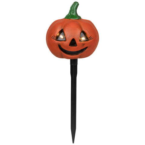 LED Lighted Jack-O-Lantern Halloween Pathway Markers - Clear Lights - Set of 3