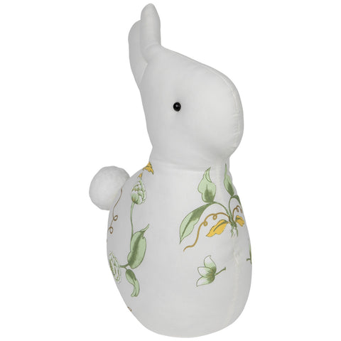 Plush Soft Floral Rabbit Spring Easter Decoration - 14" - White  Green and Yellow